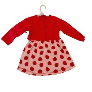 Organic Touched By Nature Baby 18m pink Dress Cardigan Set, Strawberries NWT